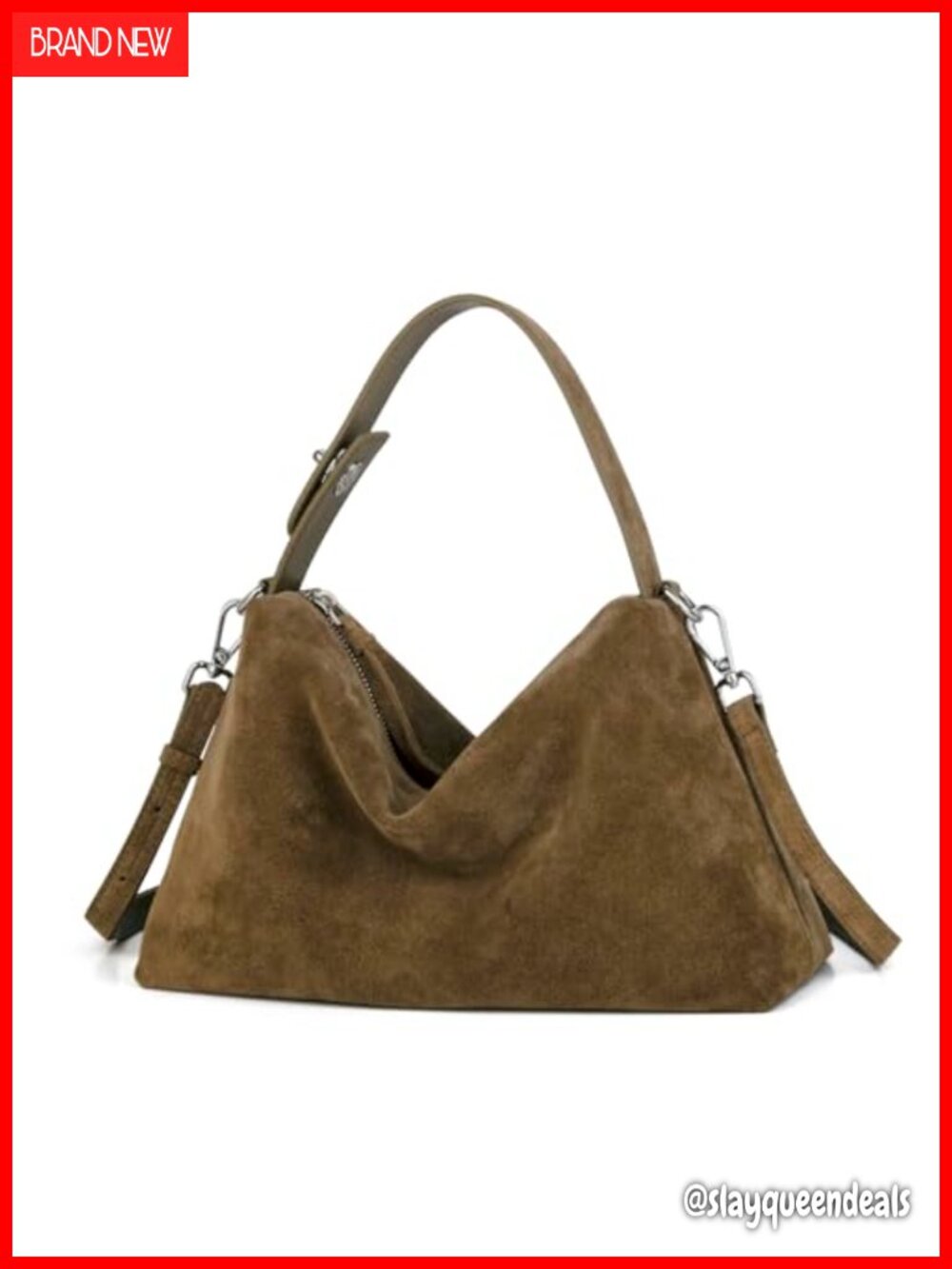 Suede Leather Crossbody Bag Tote Handbag Women Adjustable Strap